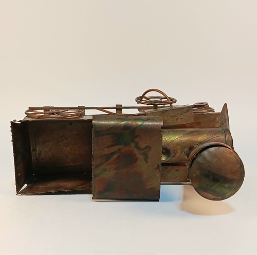 Tin Copper Vintage Musical Working On The Railroad Train Conductor Music Box - Picture 6 of 11