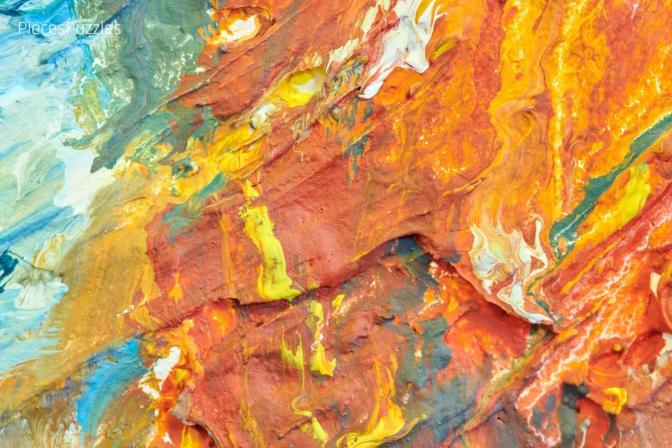 quebra-cabeça 1000 peças arte colorida jogo de tabuleiro arte abstrata difícil laranja - Imagem 4 de 4