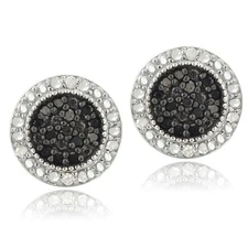 925 Sterling Silver 1/2ct Black & White Diamond Stud Earrings