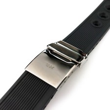22 24mm Black Rubber/Silicone Strap Band fit Breitling SuperOcean Watches Clasp