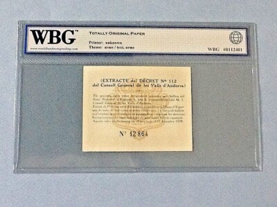 Andorra 1 Pesseta P-6 1936 WBG 58 TOP | eBay