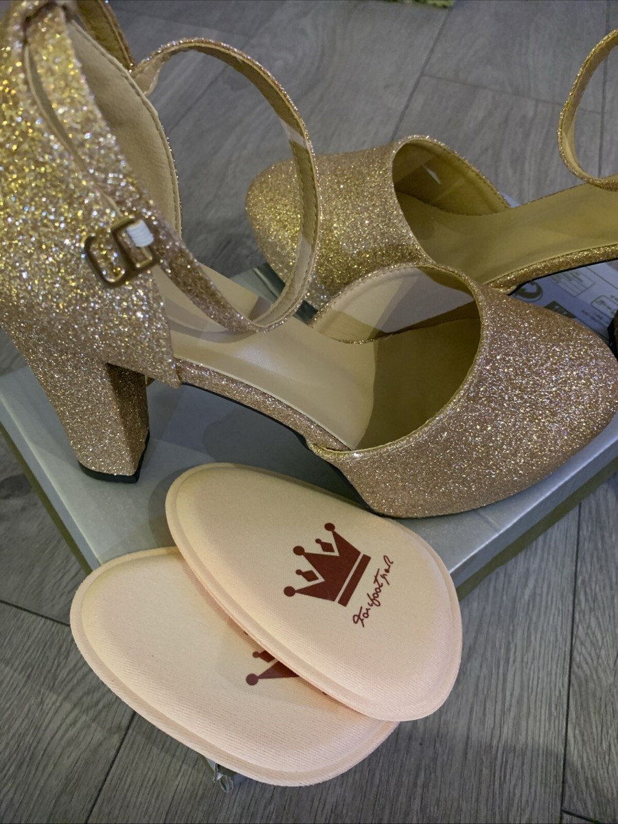 Ladies Rose Gold Glitter Platform High Heel Shoes UK UK