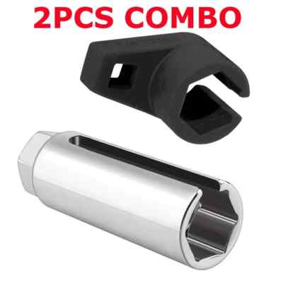 2Pcs O2 Oxygen Sensor Socket Wrench 3/8'' 1/2'' 22mm Auto Repair Installer Tool