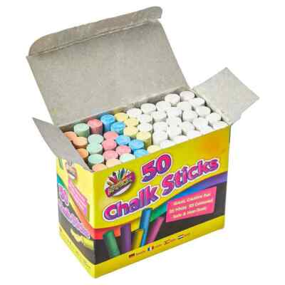 Pack of 50 mixed assorted chalk sticks coloring outdoor chalkboard ...