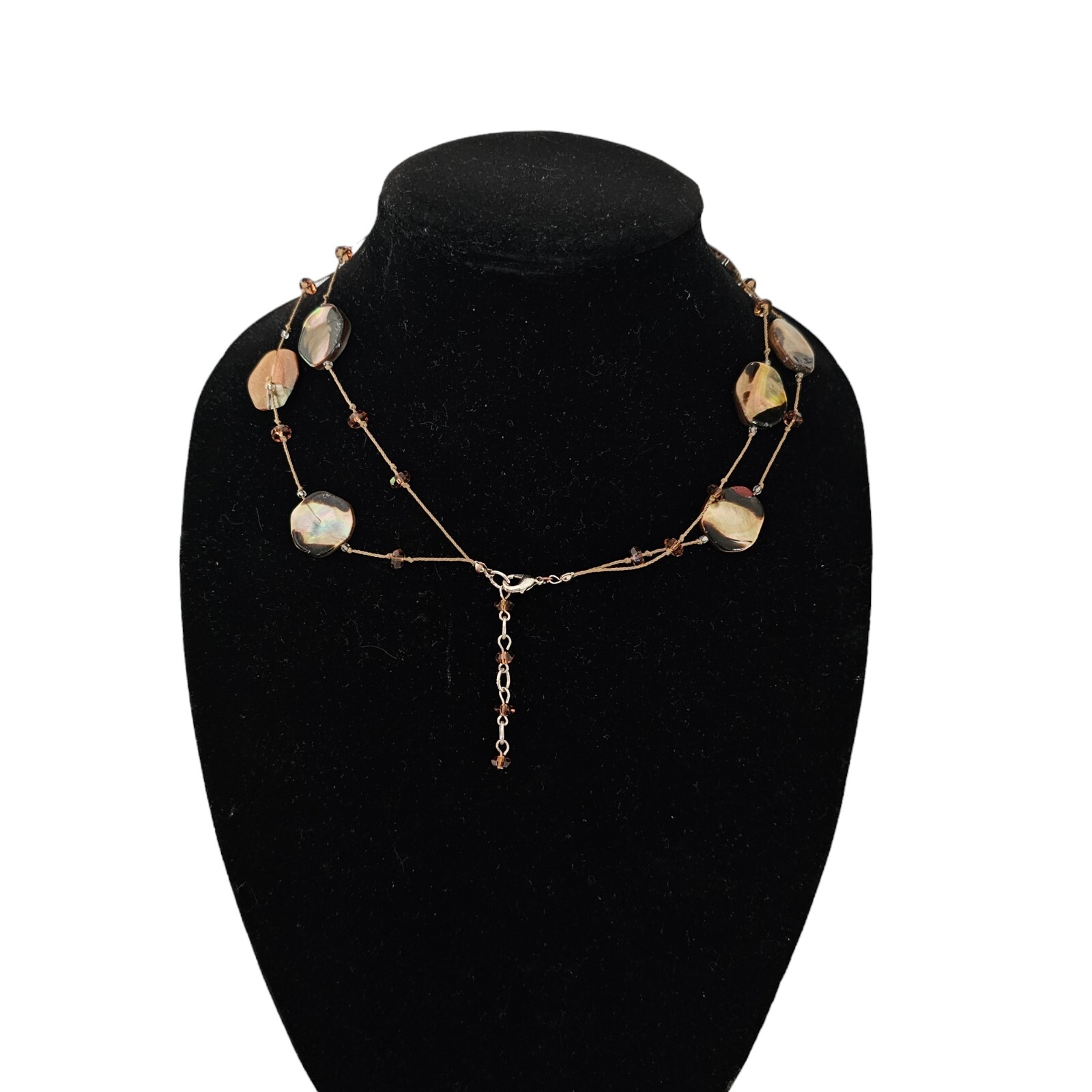 3 Necklaces Layering Mop Abalone Shell Quartz Tig… - image 8