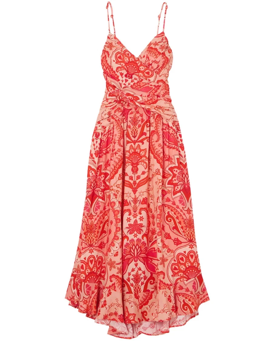 strapless open back dress Red Faux Wrap Maxi Dress  New York & Company
