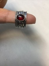 Red Garnet Spinner Ring Man Made Gemstone Handmade 925 Sterling Silver Spinner