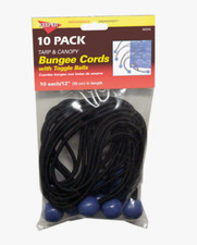 Keeper 12" BLACK BUNGEE CORDS 10 pk Toggle Balls Tarp Canopy Long-Lasting 06344