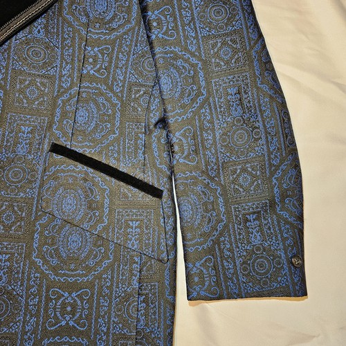 VTG Patterned After Six Men’s Blazer Tuxedo Jacket Prom Formal Attire Black Blue - Picture 6 of 20