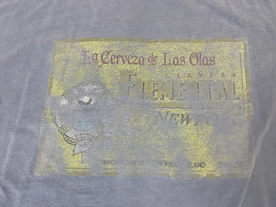 Camiseta grande vintage descolorida desgastada la cerveza de las olas newport para hombre Foto 3 de 4