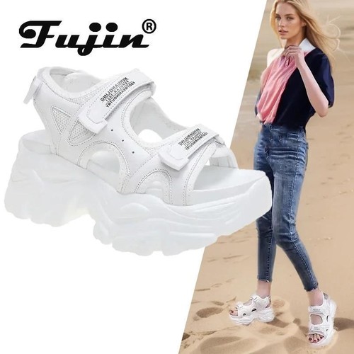 Fujin 8cm Women Sandals Platform Thick Chunky Shoes Platform Ins Casual Summer - Picture 6 of 26