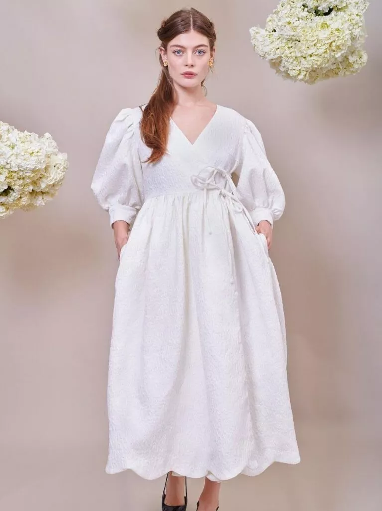 New Sister Jane Dream Freya Jacquard Wrap Dress Ivory Size XS eBay