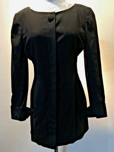 Vintage Ann Taylor Damen Jacke schwarz 6 versteckte Knöpfe vorne bescheiden