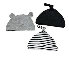 Baby 3 pack Basic Hat - Cloud Island Black/Gray/Stripe 0-6M