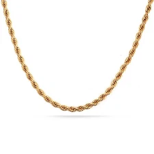 18k Gold F 50cm 20'' Necklace Thick 3mm Solid Twist Wave Rope Chain AUS MADE