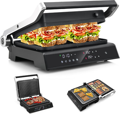 Panini Press Sandwich Maker, 3-In-1 Electric Indoor Grill, 2 Removable & Dishwas