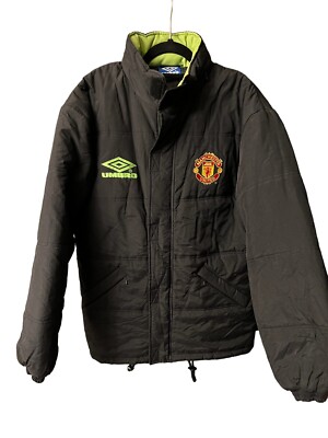 Umbro Manchester United 1998 Puffer Jacket Coat Black Small