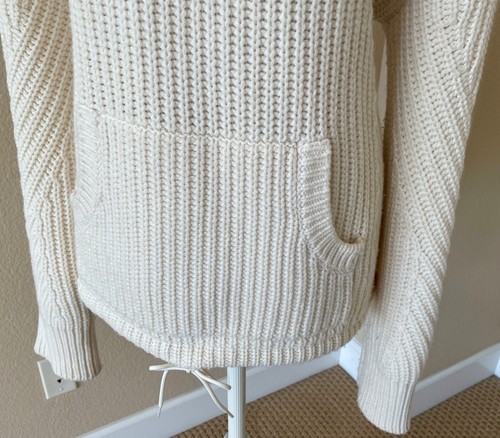 J.CREW WOMEN Front-Pocket Turtleneck Drawstring Hem Oversized Sweater L XL Cream - Picture 5 of 8