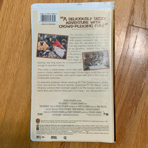 The Goonies VHS Tape White Clamshell - Picture 3 of 6