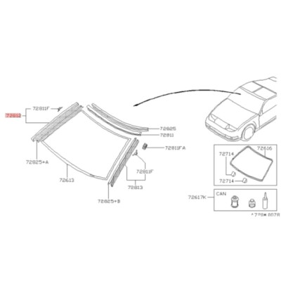 Siaページ Nissan OEM 72760-30P00 300ZX Z32 T-Top Front Windshield Side