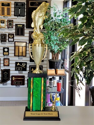 FISHING TROPHY AWARD 17'' TALL FREE LETTERING AND CLUB LOGO YOUR COLOR CHOICE 5 #