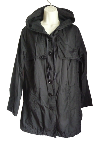 ISDA & CO Jacket L Coat Black Hooded Crinkled