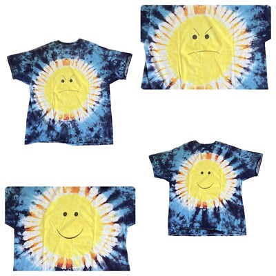 T-shirt Vintage Hanes Beefy-T Tie-dye Vert/bleu Années 90 - Taille L, Occasion Très Bon état