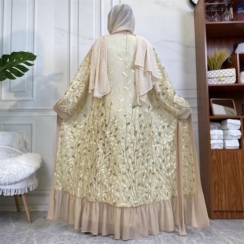Embroidery Open Kaftan Dubai Muslim Women Long Cardigan Dress Abaya Robe Kimono - Picture 5 of 32