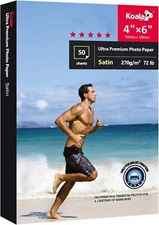 Koala Ultra Premium Photo Paper 4X6 In Satin Printer 4"X6", White 