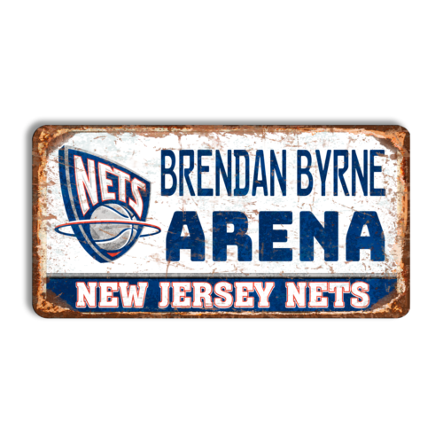 Insegna in metallo New Jersey Nets vintage New Jersey Nets cartello stadio casa cartello stradale - Foto 1 di 5