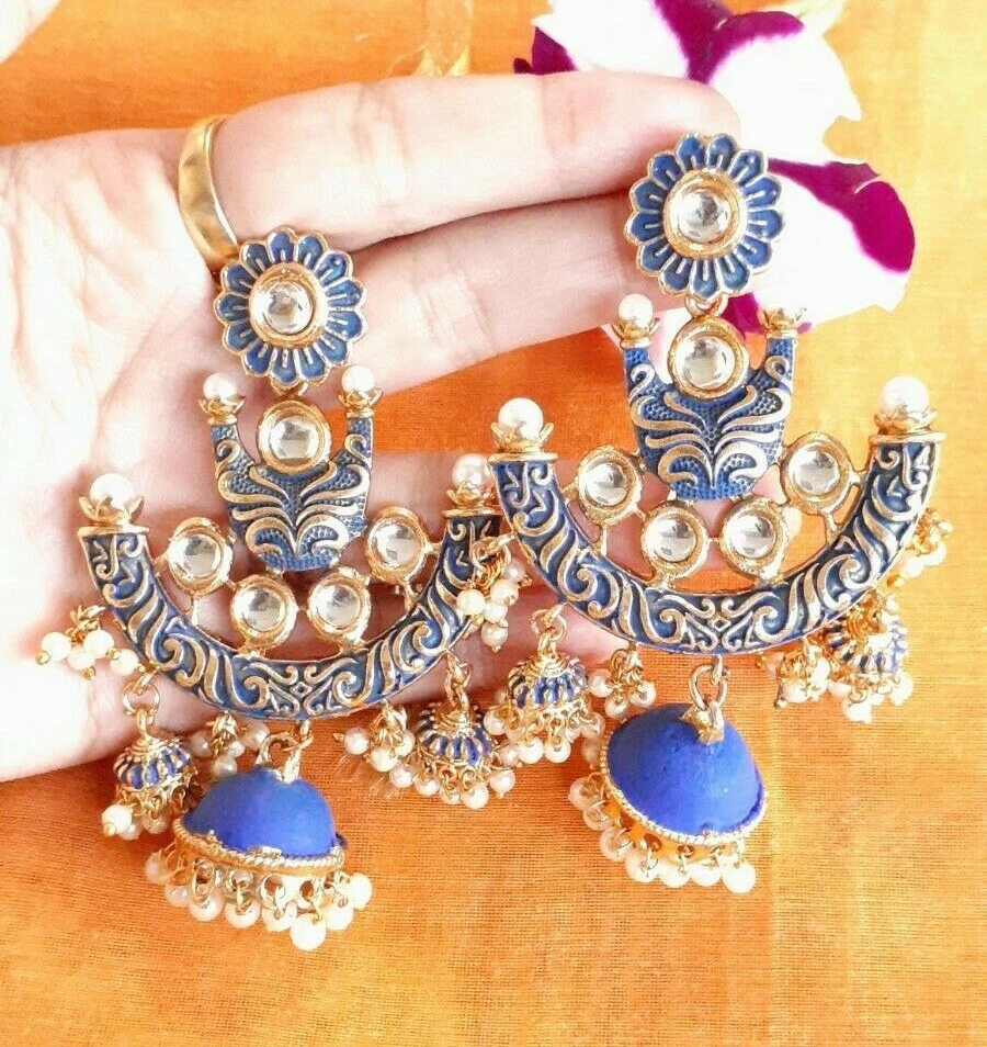 Kundan Earrings Stud Tops Daily Wear Kundan Earrings Round Shape Stud  Wedding Jewelry Bridal Sets Indian Women Fashion Earrings - Etsy