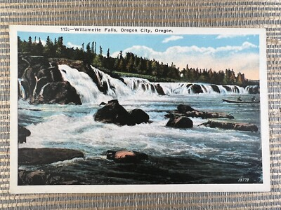 #ad Willamette Falls Oregon City Postcard Oregon News Co Portland $3.99