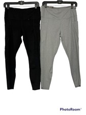 2 Pair Member's Mark Women's Everyday Perforated Side Pocket Legging Large Gray