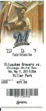 Brewers White Sox 5/11/2015 Ticket Stub Carlos Gomez Khris Davis Geovany Soto HR
