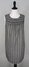 Max Studio Gray White Circle Pleated Sleeveless Casual Shift Dress Size Medium