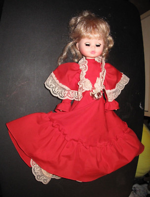 Very Pretty Vintage FURGA Blonde Doll with Red Outfit