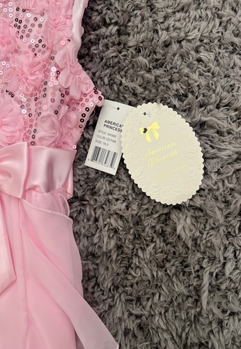 American Princess Girls Special Occasion Pink Chiffon Sequin Dress Size 16.5 - Picture 4 of 4