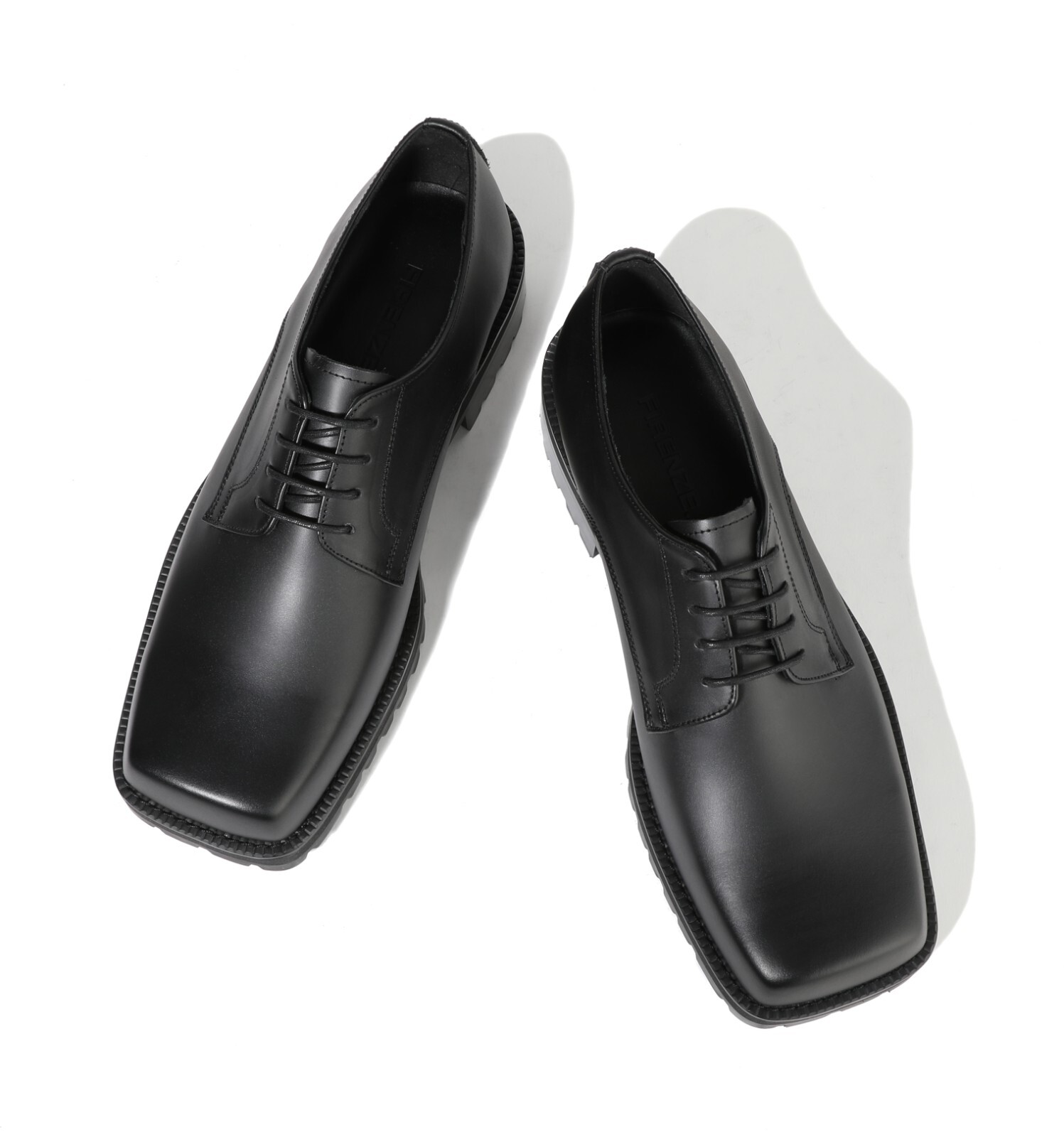 SAOLA Scarpe da derby Firenze Atelier nero opaco in pelle punta quadrata Oxford suola antiscivolo