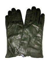 Women's Black Fleece-Lined Leather Detail Gloves, Medium, Black, New.