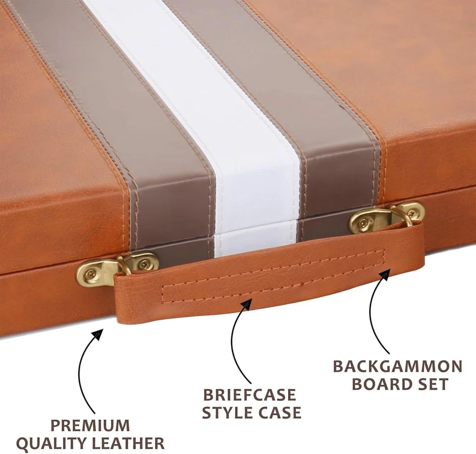 Premium Leather Backgammon Board Game Set for Adults Kids Party Home ClassicGame - image 4 of 4