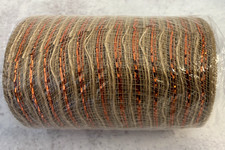 Fall Deco Mesh Ribbon - 5.5" x 30 Feet - Fall - Natural / orange wreath making