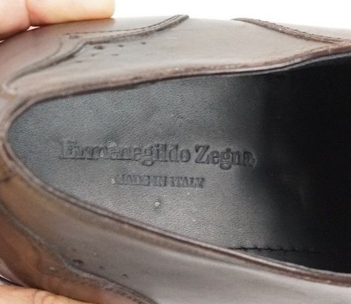 $695 Ermenegildo Zegna Mens Restored / Resoled Leather Cap Toe Shoes US Size 8M - Picture 3 of 10