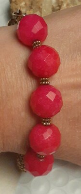 Studio Barse  Bronze Faceted Pink Agate Magnetic Bracelet Size Average Signed