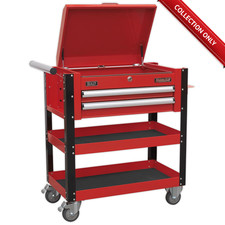 Mobile Tool & Parts Trolley, Heavy-Duty, 2 Drawer, Lockable Top, Sealey AP760M B