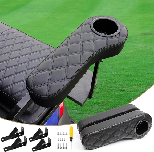 Golf Cart Diamond Armrest with Cup Holder for Rear Seat, Upgraded Stable Triangl - Picture 12 of 12