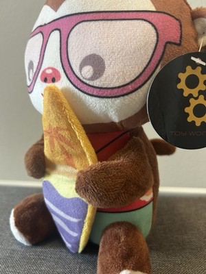 Toy Factory Monkey Stuffed Animal 8'' Plush Surfboard Brown Pink Yellow Green