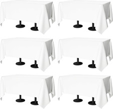 70X120 Table Cloth - 6 Pack Rectangular White Washable Stain and Wrinkle Resista