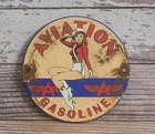Vintage Aviation Gasoline Double A Pinup Girl Porcelain Metal Sign