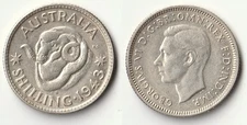 1943 S Australia 1 shilling silver coin