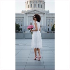 $2685 Carolina Herrera Embroidered Eyelet Fit and Flare Runway Midi Dress